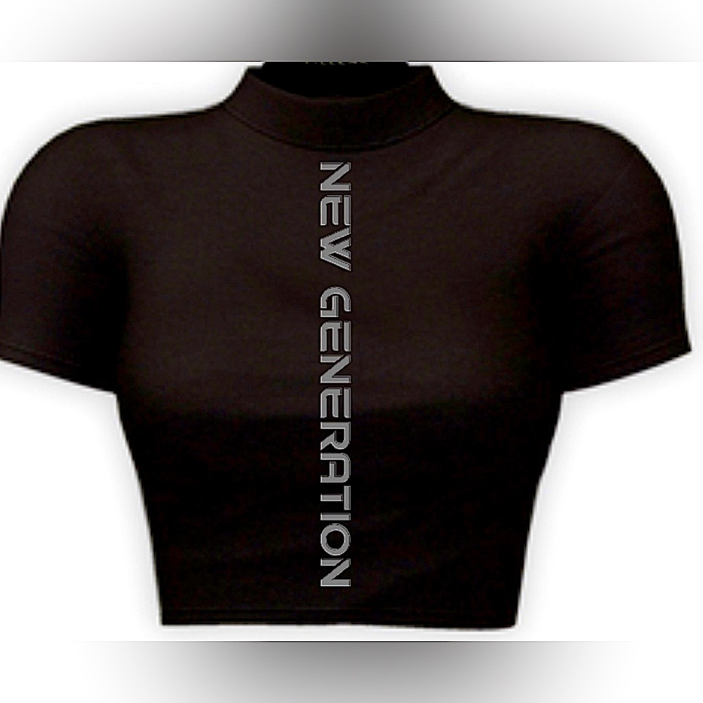 Short sleeve black crop top